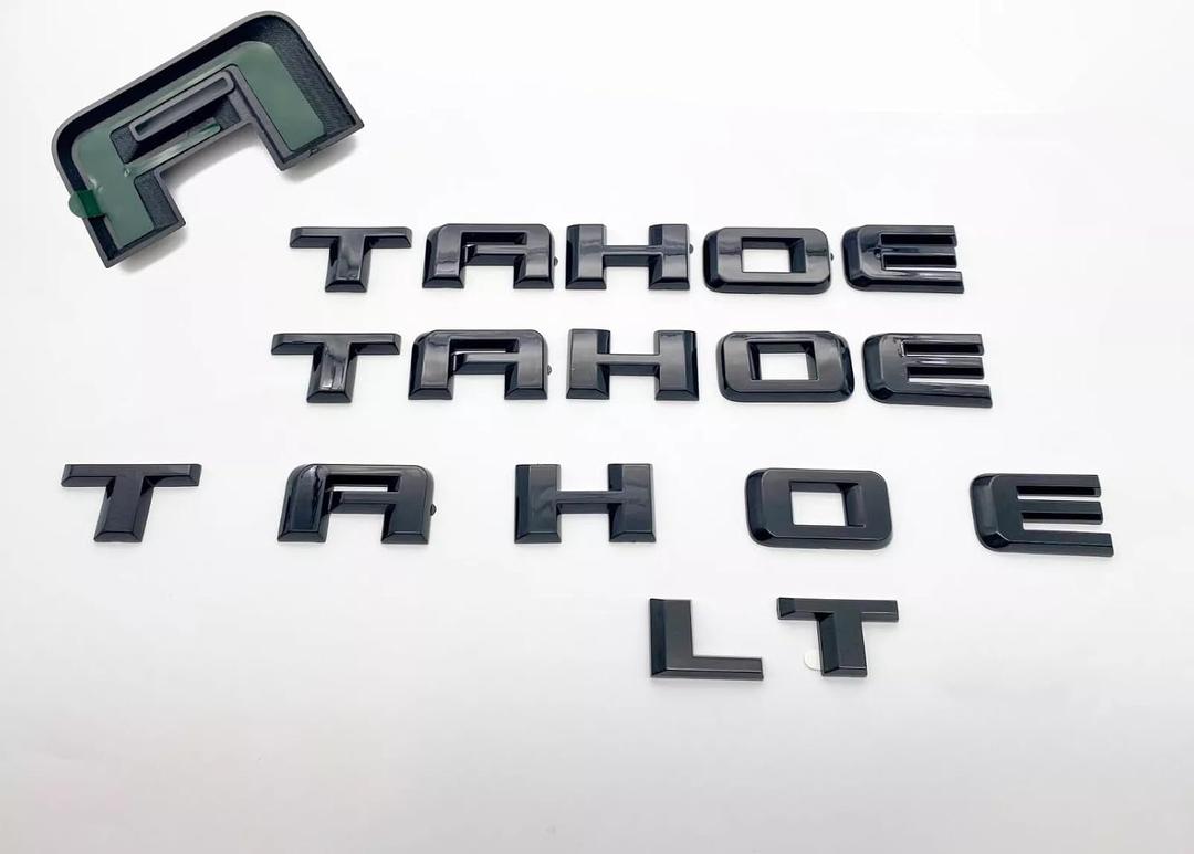 3Pcs Tahoe Emblem 3D Letters Badge Nameplate Sticker Replacement for 2019-2023 Tahoe Genuine 84910058 (Overlay Emblem Gloss Black Plus LT)