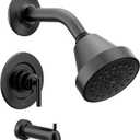 Moen Gibson Matte Black Pressure Balancing Eco-Performance Showerhead, Shower Handle, and Tub Spout, Posi-Temp Valve Required, T2903EPBL