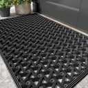 Color&Geometry Door Mat Outside Entrance with Drainage, Rubber Heavy Duty Dirt Trapper Waterproof Outdoor Welcome Mat, Outdoor Mats All Weather for Front Back Door Patio Entryway Entry, 24"X36" Black