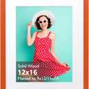 KINLINK 12x16 Picture Frame, Orange Solid Wood Frame with Acrylic Plexiglass for Pictures 11x14/9x12 with Mat or 12x16 without Mat,Wall Display Photo Frame 1 Pack