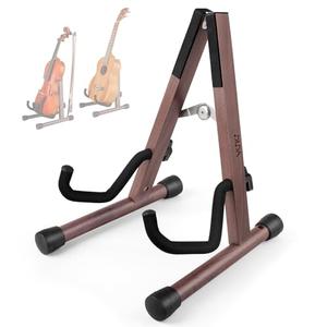 DIDA Guitar Stand, Wooden A-Frame Stands for Acoustic Guitar, Violin, Ukulele, Electric Guitar, Bass, and Cello with Non-Slip Padding for Home and Travel (Black Walnut, Ukulele&Violin)