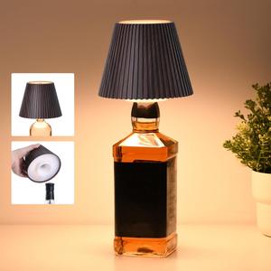 WILIT Wireless Bottle Lamp, 3-Level Brightness Cordless Table Lamp Shades, Touch Night Light for Nightstand, Battery Operated Light for Bedroom, Bar Decor&Living Room, Women Gifts, Mothers Day Gifts (1pc-Brown Wood Grain)