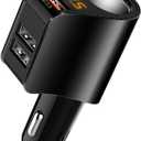 LIHAN Cigarette Lighter Socket Adapter, Car Charger QC3.0, 12V/24V Outlet Plug Splitter with Multi USB Ports, Voltmeter Compatible for iPhone, Galaxy, GPS