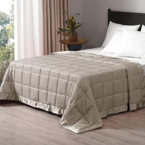 downluxe Weighted Blanket King Size, 18 lb Weighted Blanket with Glass Beads for All Season, Machine Washable Heavy Blanket (Sand, 108 X 90 Inch)