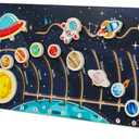 Movable Solar System Puzzle for Kids 3-6, Wooden Space Toys, Planets for Kids Preschool Learning Activities, Gift for Boys, Girls