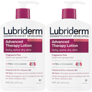 Lubriderm Advanced Therapy Fragrance Free Moisturizing Hand & Body Lotion + Pro-Ceramide with Vitamins E & Pro-Vitamin B5, Intense Hydration for Extra Dry Skin, 16 fl. oz, 2 Pack