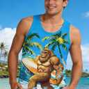 RAISEVERN Mens Tank Tops Summer Sleeveless Tee Cool Workout T-Shirts Beach Novelty Undershirts (X-Large, Blue Brown Green)