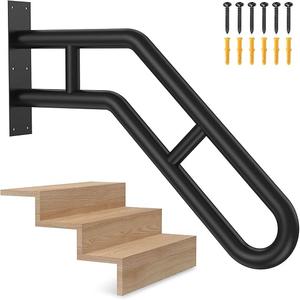 Handrail for Outdoor Grab Bar Frossvt Wall Mount Handrail, 25.8'' Garage, Porch, Garden 1 to 3 Steps Stairs Black