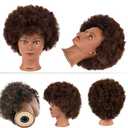 Morris Mannequin Head with 100% Human Hair - Curly Hair Training Head for Cosmetology, Hairdresser Practice, Styling, Braiding with Clamp Stand