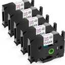 Anycolor TZe-131 TZ Tape 12mm 0.47 Laminated Clear Replacement for Brother P-Touch Label Tape Clear TZe131 TZ-131 Tape, Work with PTouch PT-D210 PTH110 PTD220 PTD410 PTD400 D600 Label Maker, 5-Pack (Black on Clear)