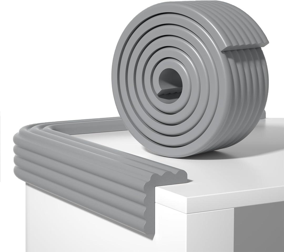 Edge Protector,Baby Proofing Baby Edge Protector Strip Safety,Soft Rubber Foam Padding,Edge Corner Guards Protector Corner Edge Bumpers for Furniture (Grey, 6.56Ft x 3.15" W x 0.31" Th)