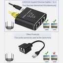 LIEZHUA Gigabit Ethernet Splitter 1 to 2 - Network Splitter with USB Power Cable, RJ45 Internet Adapter 1000Mbps High Speed for Cat 5/5e/6/7/8 Cable [2 Devices Networked Simultaneously]