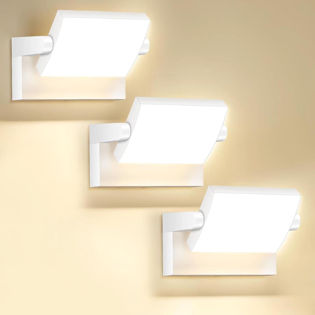 3Pack Outdoor LED Wall Light 40W White Flood Lights 350Rotation Exterior Lighting Fixture Commercial Security 3000K Waterporof for Barn Yard Garage Building Area Backyard