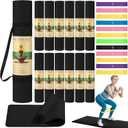 Hoolerry 36 Pieces Yoga Mats Sets Includes 12 Pcs Yoga Mats Bulk 68 x 24 x 6mm Thick Exercise Mat Non Slip 12 Resistance Bands 12 Carrying Straps for Women Girls for Gym Pilates