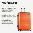 Amazon Basics 30" Hardside Large Checked Luggage, Expandable For Up to 15% More Space, Hardshell Suitcase With Wheels, Scratch-Resistant Surface, Four Multi-directional Wheels, Orange