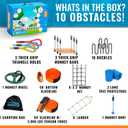 Hyponix Ninja Warrior Obstacle Course for Kids – 2 x 50 ft Slackline with 10 Outdoor Ninja Obstacles, Supports 880lbs – Monkey Net, Ratchet-Tight Tech, Climbing, Swinging & Balance Training, Ages 3+