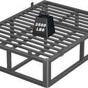 18 Inch Metal Full Size Bed Frame with Rounded Corner, Steel Support