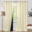 BGment Thermal Insulated 100% Blackout Curtains 96 Inch Length 2 Panels, Total Light Blocking Curtains for Bedroom, Grommet Window Drapes with Thick Black Liner, 55 Inch Wide Each Panel, Cream