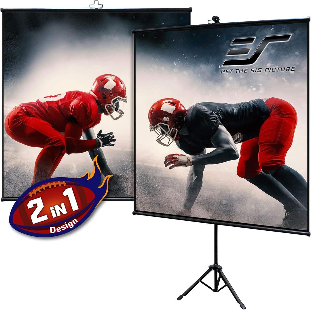 Elite Screens Tripod Lite Wall Series, 2in1 Portable Projector Screen Dual Tripod Stand/Wall Mount Indoor/Outdoor 50-INCH, 1:1 w/Carrying Bag, US Based Company T50SW, Black
