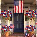 Hoteam 24 Bundles Red Blue White Artificial Flowers for Outdoor Patriotic Artificial Chrysanthemum Flowers Bouquet Plan Veterans Day Decor Fake Floral Front Door