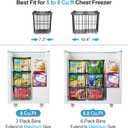 iSPECLE Freezer Organizer Bins - 5 Pack Adjustable Width for 5 to 7 Cu.Ft Chest Freezers, Stackable Wire Storage Baskets, Assembly Required, Black