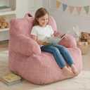 Bean Bag Chairs for Kids with Armrests, Comfy Kids Bean Bag Chair, Soft-Filled Cozy Bean Bag Sofa for Boys and Girls, Small Bean Bags for with Pocket, Floor Chair for Gaming, Reading & Relaxing, Small, Pink