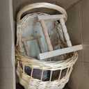Vintage Woven Rattan Baby Carriage Basket Handcrafted Wicker Stroller for Baby Shower, Flower Girl Basket, Baby Things, Rustic Home Decor, Photography Props, Floral Arrangements (Large)