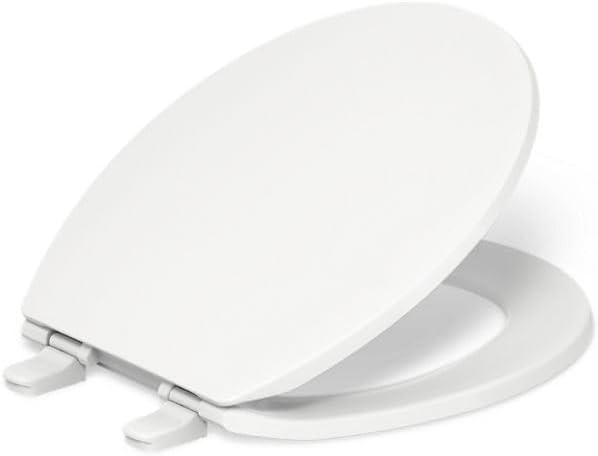 KOHLER K-4775-0 Brevia Round Toilet Seat with Quick-Release Hinges And Quick-Attach Hardware For Easy Clean, White