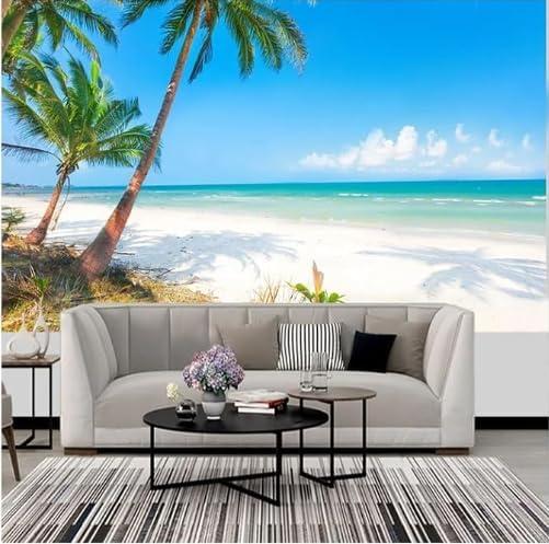 Custom Sea View Peel and Stick Wallpaper Coconut Tree Landscape Wall Mural Living Room Sofa Background Wall Home Decoration Beach Murals for Walls