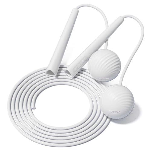 Jump Rope-Cordless & Corded Adjustable Jump Rope for Fitness with Large Ball for Home Gym & Travel for Men and Women (White) 2 pack