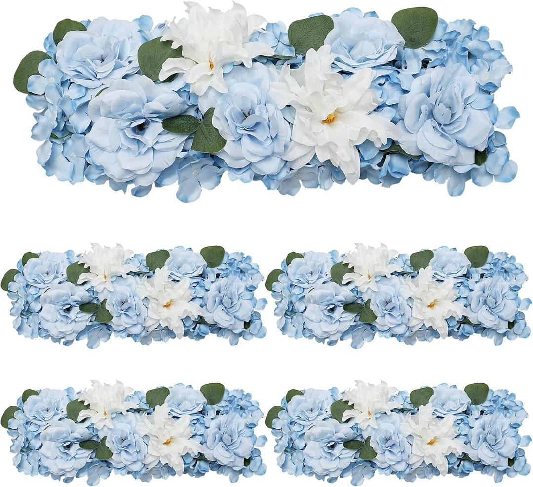 Wedding Arch Decorations, 19.7 inch Pack of 4 Artificial Flower Table Centerpieces Floral Arrangement for Wall Backdrop Party Bridal Shower Event Decor - Blue