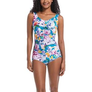 BIMEI Women's One Piece Mastectomy Swimsuit Pocketed Swimwear, Blue, 2XL