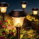 BEAU JARDIN 8 Pack Solar Pathway Lights Outdoor Solar Powered Waterproof Glass Christmas Gift High Lumen for Garden Landscape Path Yard Walkway Driveway White Color Changing Bronze