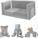 12Pcs Modular Kids Play Couch Multifunctional Foam Toddler Sofa Convertible Kids Sofa Playroom Bedroom Furniture Floor Foam Explorer Couch with Building Fort Feature for Boys and Girls (Light Gray)
