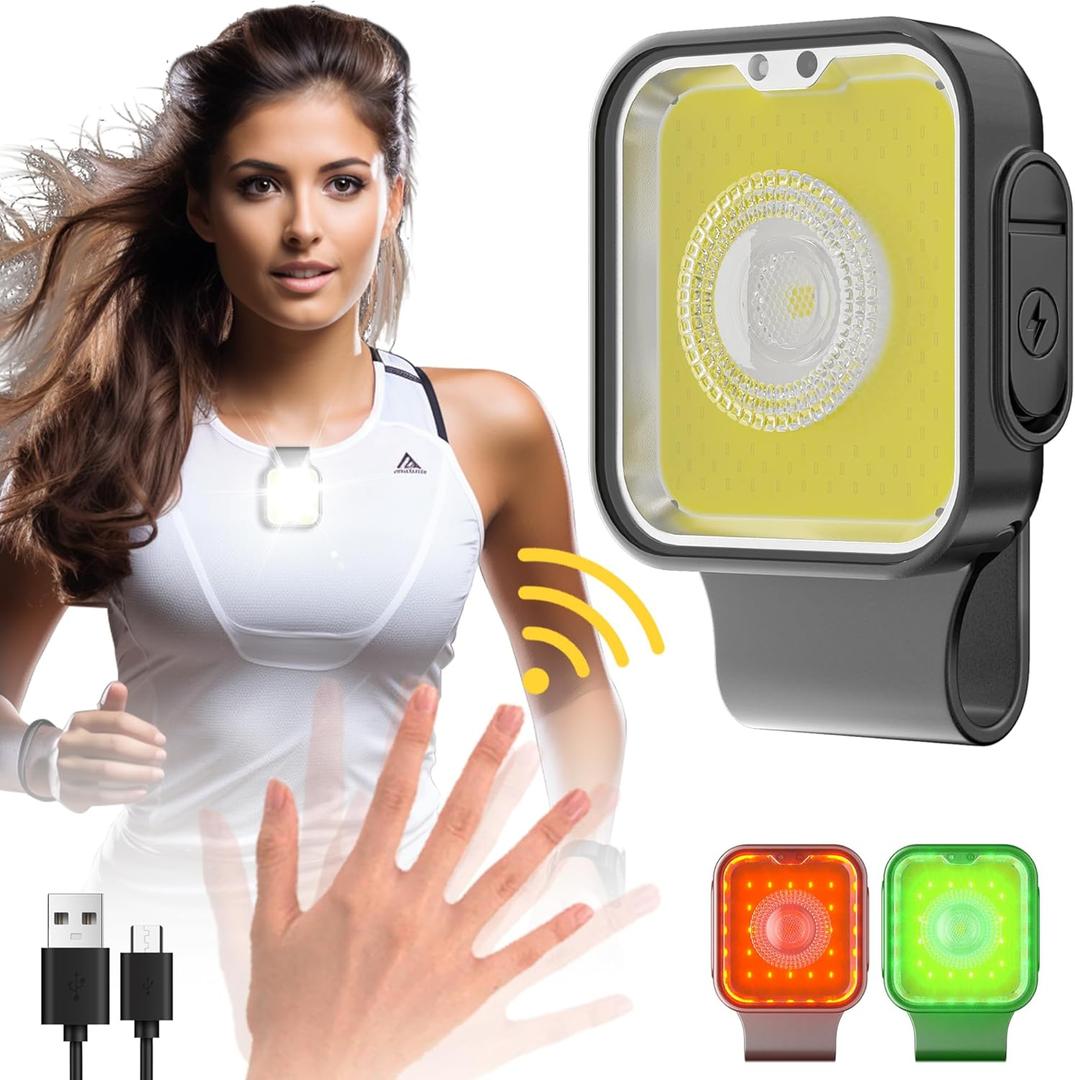 Yls Running Lights for Runners, Rechargeable Clip on Light with 12 Lighting Modes, LED Night Safety-Light for Walking, Camping, Hiking, Jogging, Outdoor Adventure, Black