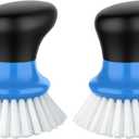 MR.SIGA Dish Scrub Brush, Palm Brush Dish Scrubber with Ergonomic Grip, Kitchen Brushes for Dishes, Blue, Pack of 2