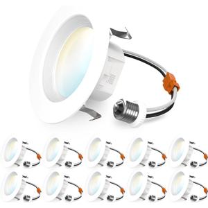 Sunco 10 Pack 4 Inch LED Recessed Lights, Retrofit Can Lighting, 660 LM, 11W (40W Equivalent), Selectable CCT 2700K/3000K/3500K/4000K/5000K, Dimmable, Baffle Trim, Replacement Conversion Kit UL.