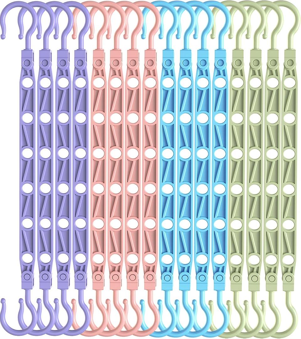 Space Saving Hangers for Clothes, 16 Pack Magic Hangers with 6 Holes and 360 Swivel Hook, Hanger Hooks Space Saver for Closet Organizers and Storage, Dorm Room Essentials for Girls, Colorful