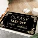 AUSTAB Funny Welcome Mats Please Take Off Your Shoes Mat for Entrance Indoor and Outdoor Personalized Mats Anti-Slip Novelty Gift Mat 17 x 29 Inch (Black)