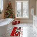 Christmas Rug Mat Winter Snowflake Xmas Village Bathmat Absorbent Bathroom Mat for Holiday Kitchen Living Room Decoration, 16.5 x 29.5 in