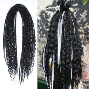 KRALER 24 Inch Mixed DE Dreadlock Extensions Sets, 3 in 1 20 Strands Synthetic Double Ended Dreads Extensions, Black Hippie Crochet Dreads Style for Girls