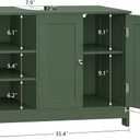 TEENFON 35.4" Pedestal Sink Storage Cabinet with 2 Doors and Adjustable Shelves, Bathroom Sink Cabinet, Under Sink Storage with U-Shape Cut-Out, Green, 35.4"W x 12"D x 23.6"H