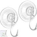 VIS'V Wreath Hanger, Large Suction Cup Wreath Hooks with Wipes, Heavy Duty, 22 LB Capacity, Removable and Reusable, Clear, 2 Pcs