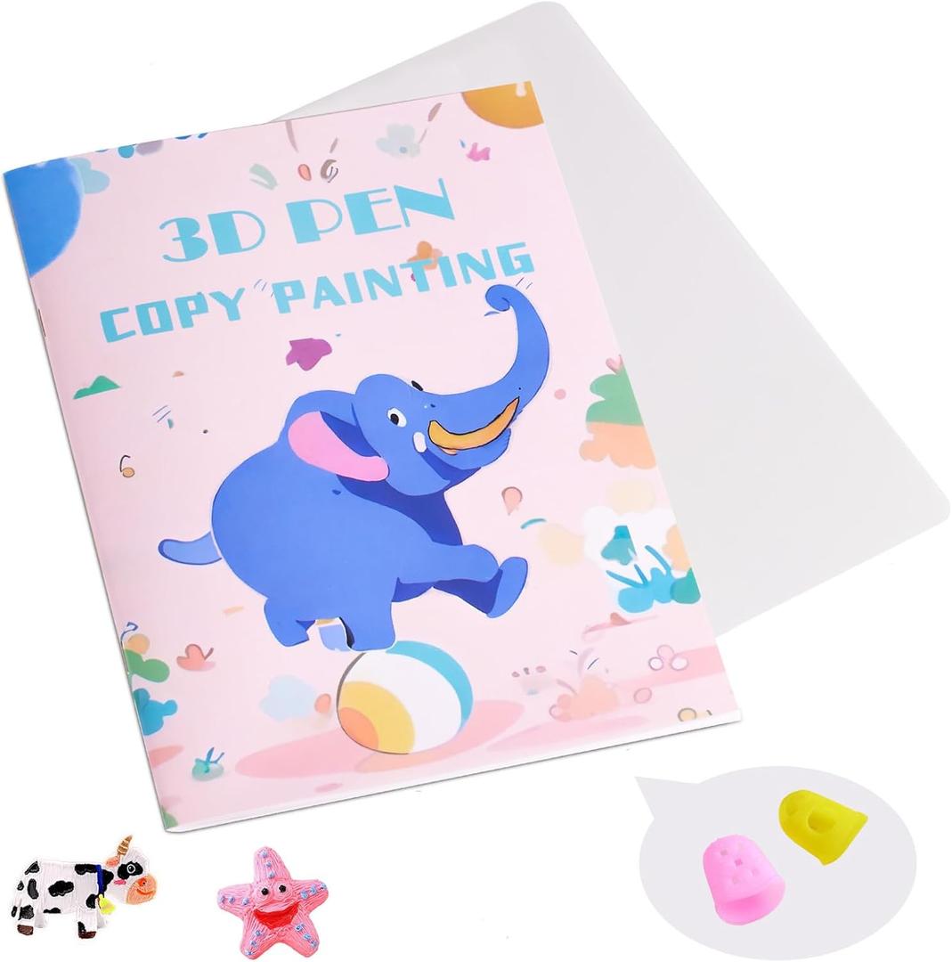 4 x Yungden 3D Printing Drawing Book, Reusable Colorful 40 Patterns 3D Pen Paper Template with a Tranparent Plate, Painting Graffiti Stencil for 3D Pen DIY Creation