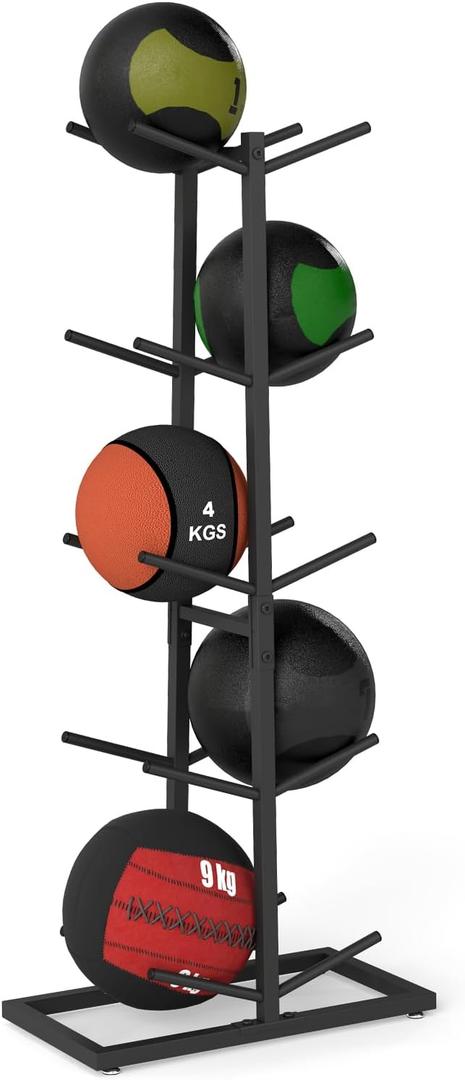 Medicine Ball Rack, 5-Layer Slam Ball Storage Stand | Holds 10 Med Balls, Heavy Metal Vertical Medicine Ball Tree, Holds Balls up to 11" Diameter, For Home Gym