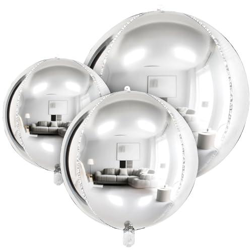 18 Pcs Foil Balloons Shiny Round Balloons Set Large Balloon Garland Arch for Birthday Graduation Wedding Bachelorette Party Decorations, 5 Pcs 22 in, 5 Pcs 15 in, 8 Pcs 10 in Silver