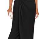 ZESICA Women's 2025 Summer Mock Neck Casual Bodycon Dress Cap Sleeve Elegant Cocktail Party Long Midi Dresses (S, Black)