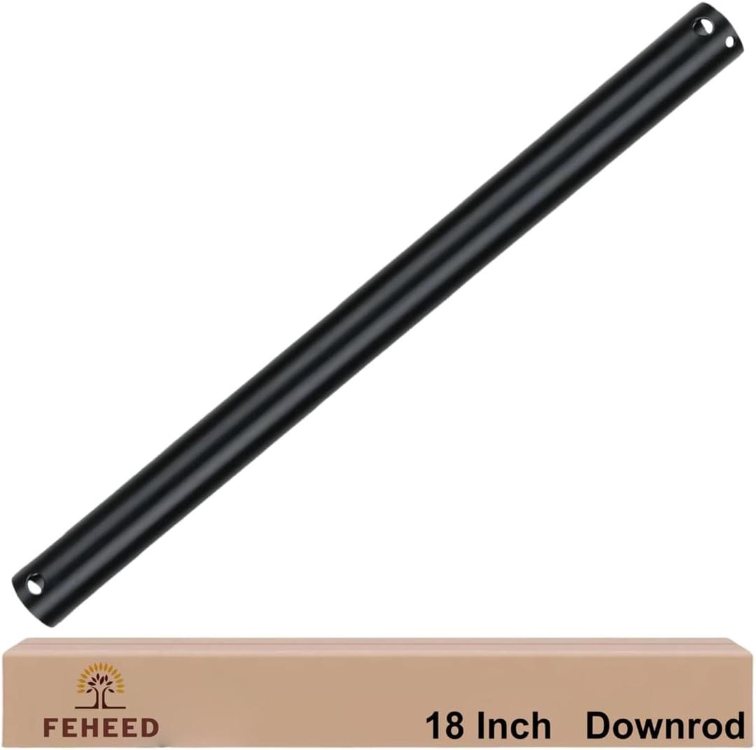 18 Inch Ceiling Fan Downrod, 1" Diameter Matte Black Ceiling Fan Extension Rod (No Threads),Universal Down Rods for Ceiling Fans,Easy Installation