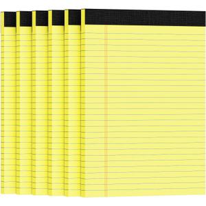 6pcs Legal Pads 8.5 x 11, Notepads 8.5 x 11.75 College Ruled Notebook, Writing Pads of Paper, Yellow Note Pads, Memo Pad Papers Perforate Legal Notepads Narrow Ruled Line,30 Sheets/Pack