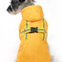 PUPTECK Dog Raincoat with Hood & Harness Built-in, Waterproof Dog Rain Jacket Slicker Poncho Reflective Vest Clothes for Rainy Snowy Winter Cold Days, Yellow M (M (Back 15", Chest 22.5", Neck 16"))
